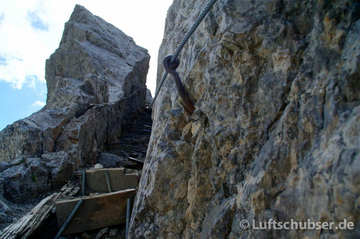 Mittenwalder Klettersteig im Karwendelgebirge: Kamin auf die Sulzleklammspitze