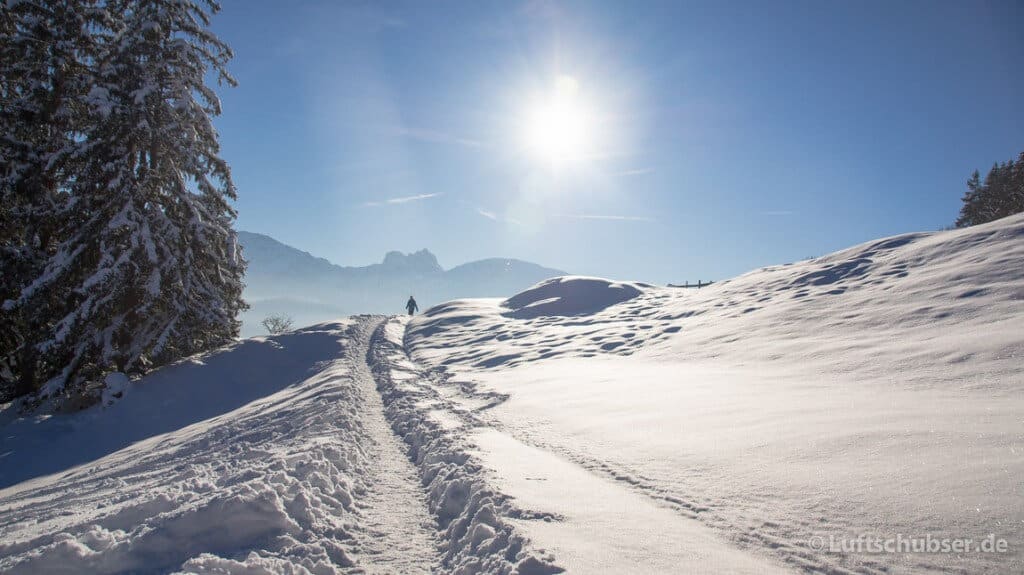 Schneeschuhwandern Allgäu: Blick zum Aggenstein