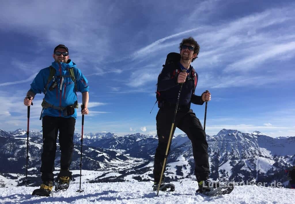 Schneeschuhtour Wertacher Hörnle: Alex & Nico erreichen den Kessel