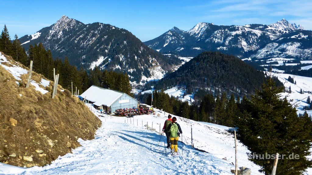 Schneeschuhtour Wertacher Hörnle: Blick auf die Buchel Alpe