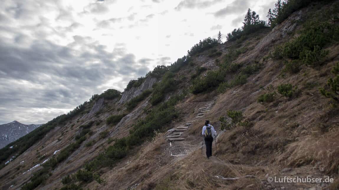 Auerspitze Mangfallgebirge: Steig mit Holzstufen