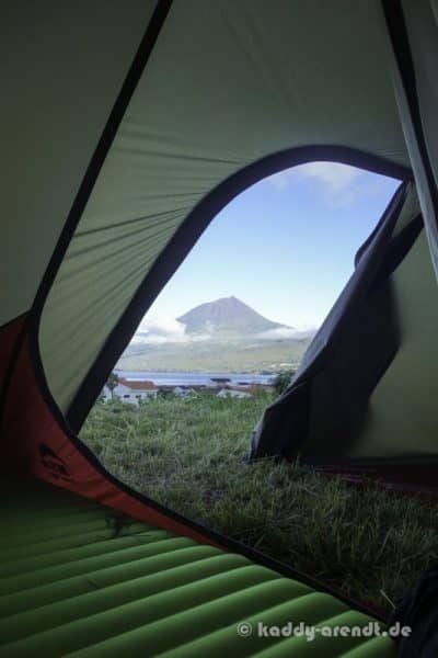 Besteigung Ponta do Pico: Blick aus dem Zelt.