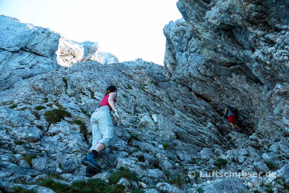 Geiselstein: Kletterstelle in der Felsrinne