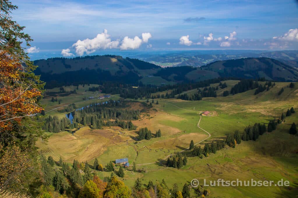 Nagelfluhkette: Blick ins Tal der Häderich Alpe