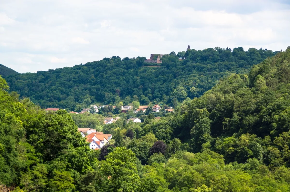 Burgruine Hardenburg wandern: Blick zum Kloster Limburg