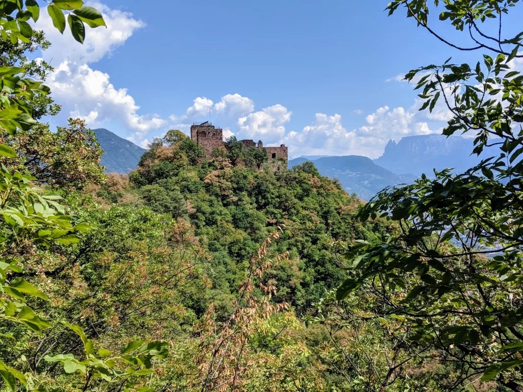 Burg Boymont: Ansicht von Westen auf dem Eppaner Höhenweg
