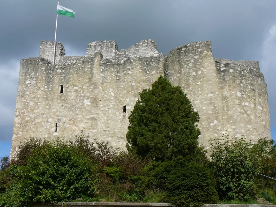 Burg Derneck: Innenansicht der Schildmauer mit halbrundem Turm