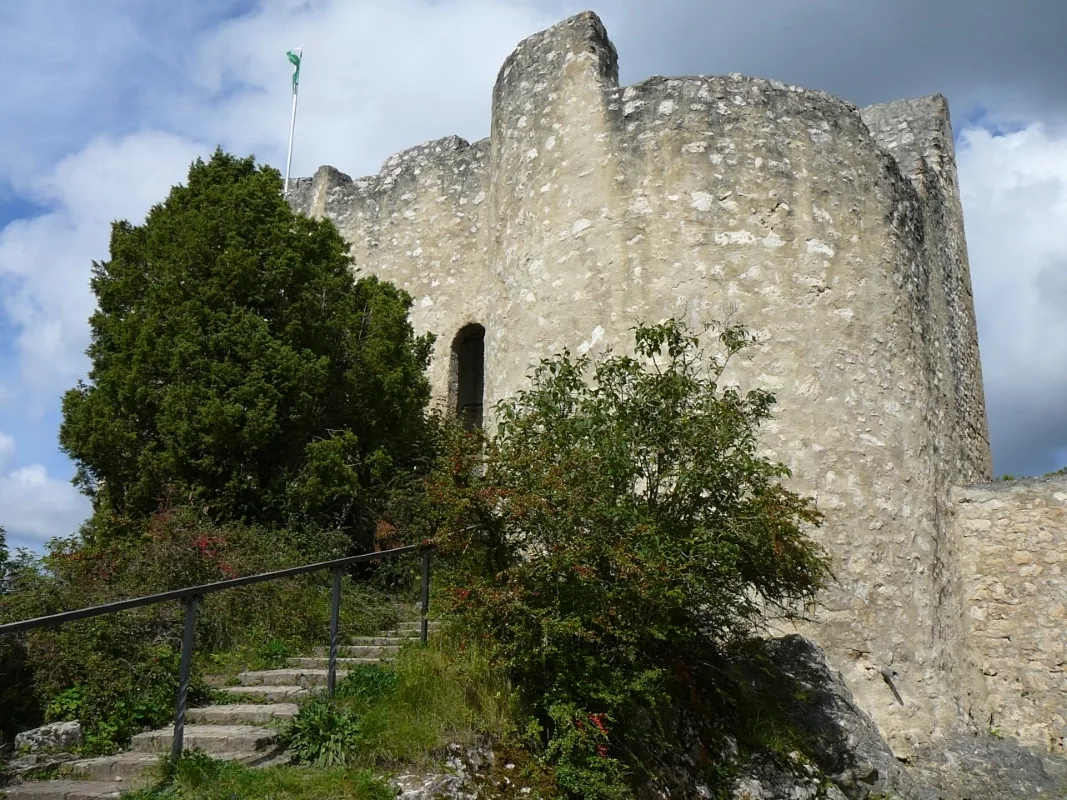 Burg Derneck: Ostansicht der Schildmauer mit halbrundem Turm