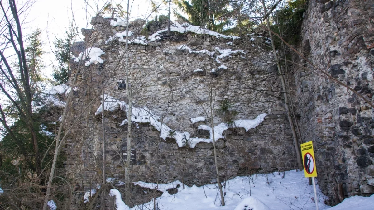 Burg Rettenberg: Wohnturm Westmauer Innenansicht