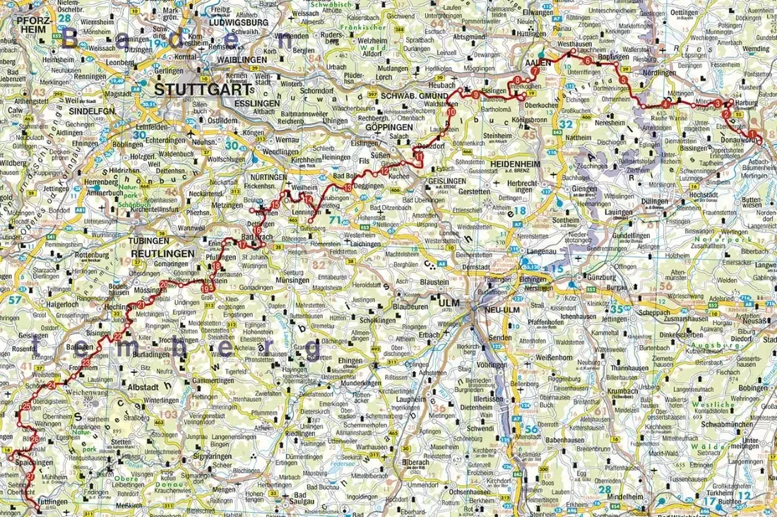 Albsteig Wanderführer: Gesamtkarte Albsteig-Etappen